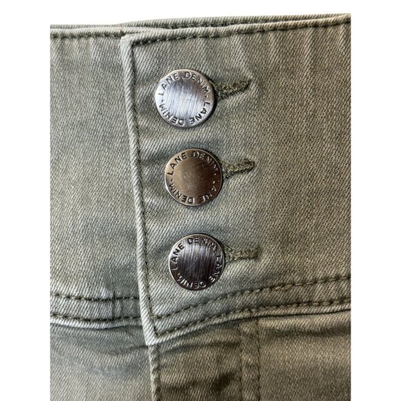 Lane Bryant Womens Plus Size 24 Olive Green Skinny Stretch Jeans W/ Button Fly C - Picture 3 of 6